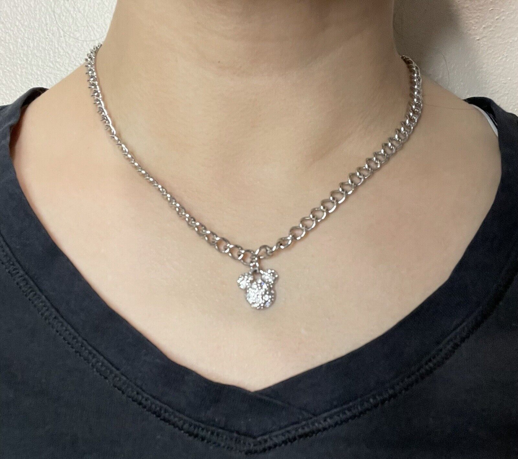 Disney Women’s Fashion Jewelry Faux Diamond Accent Mickey Mouse Logo Necklace