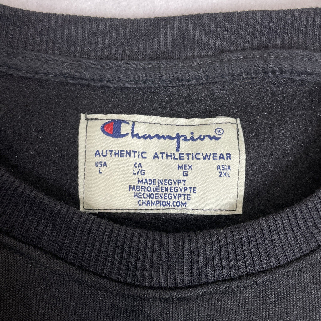 Champion Adult (Men’s/Women’s) Size L Black Sweatshirt w/Embroidered Lettering