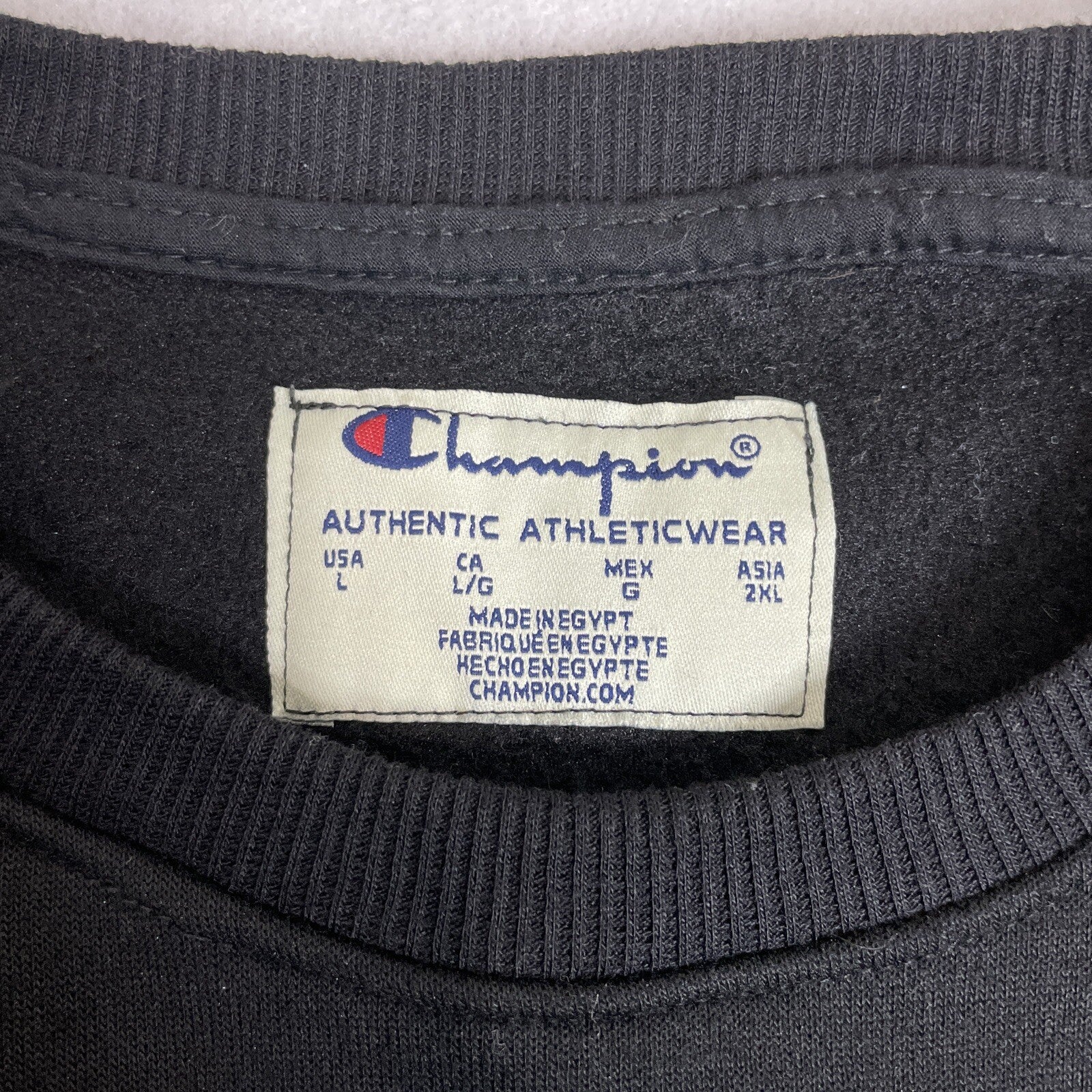 Champion Adult (Men’s/Women’s) Size L Black Sweatshirt w/Embroidered Lettering