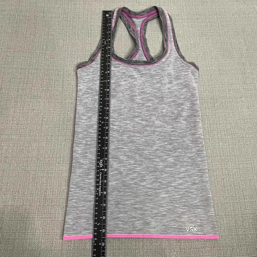 Victoria Secret Sport Women's Size XS Pink Gray Striped Athletic Tank Top