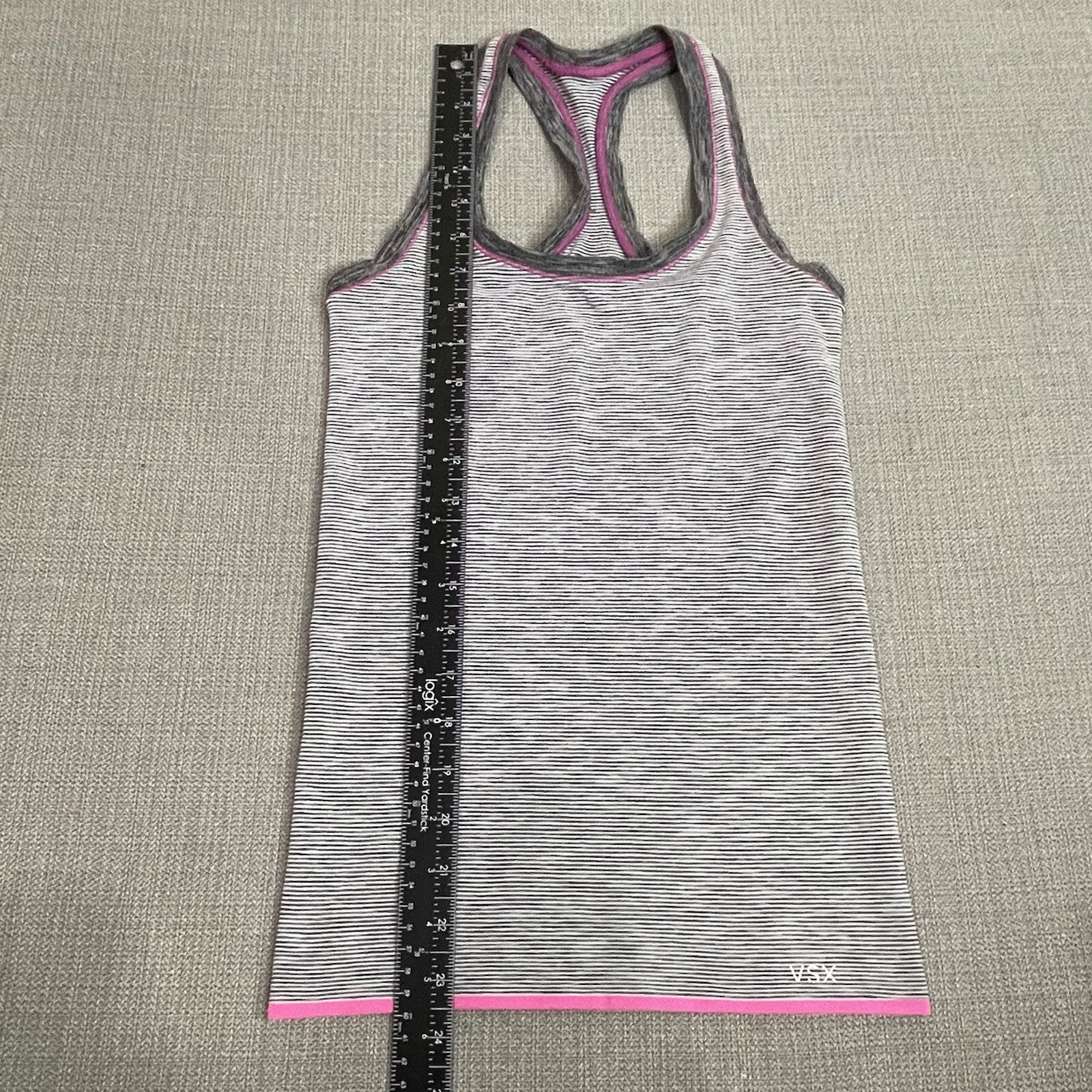 Victoria Secret Sport Women's Size XS Pink Gray Striped Athletic Tank Top