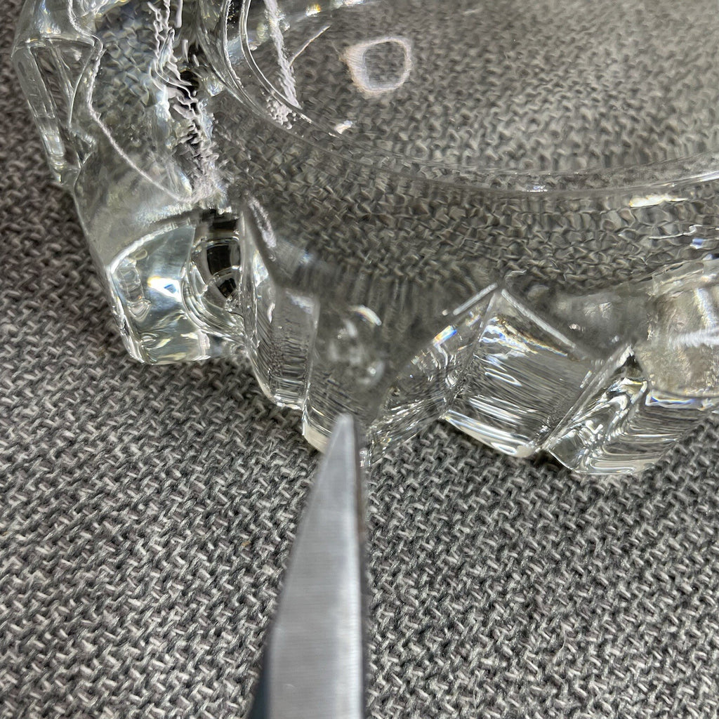 Avon Decorative Clear Carved Glass Oval Shaped Soap Dish