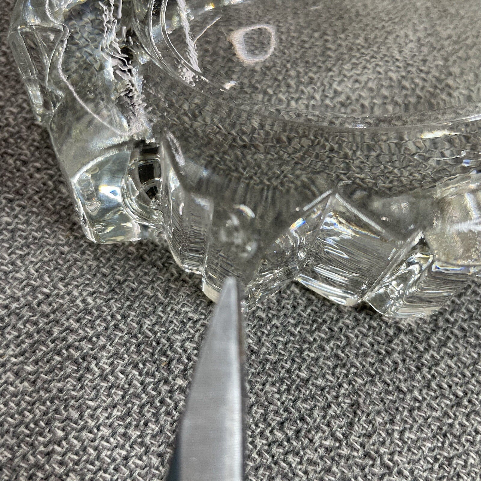 Avon Decorative Clear Carved Glass Oval Shaped Soap Dish