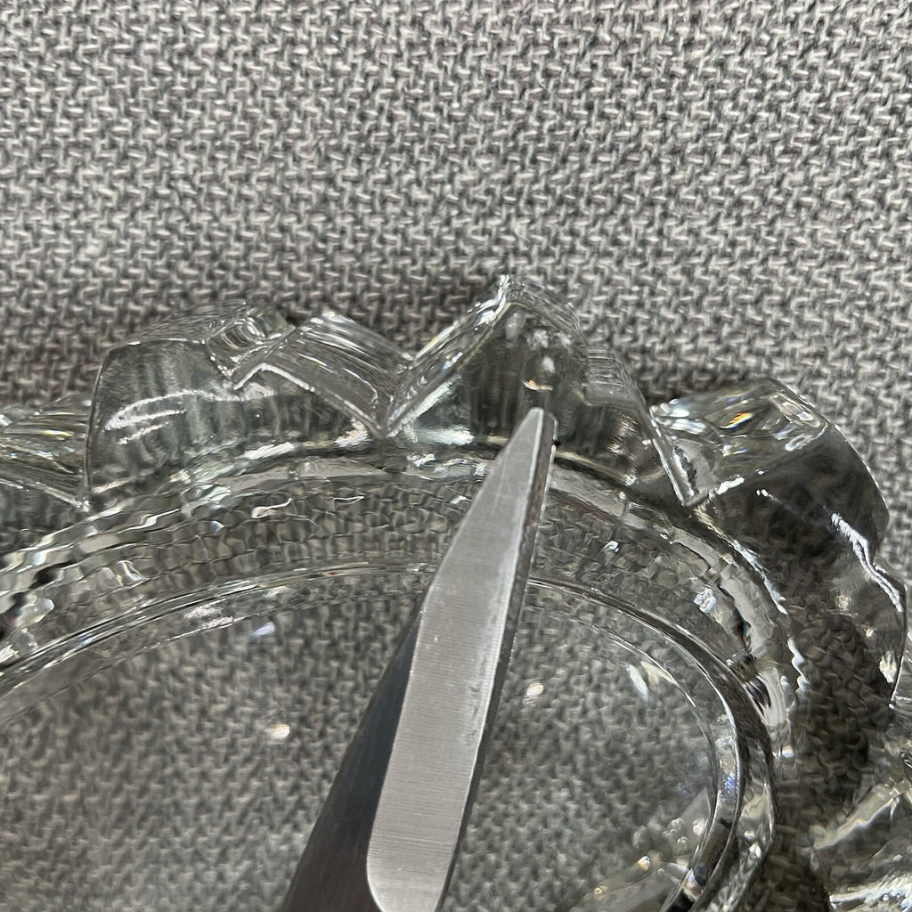 Avon Decorative Clear Carved Glass Oval Shaped Soap Dish