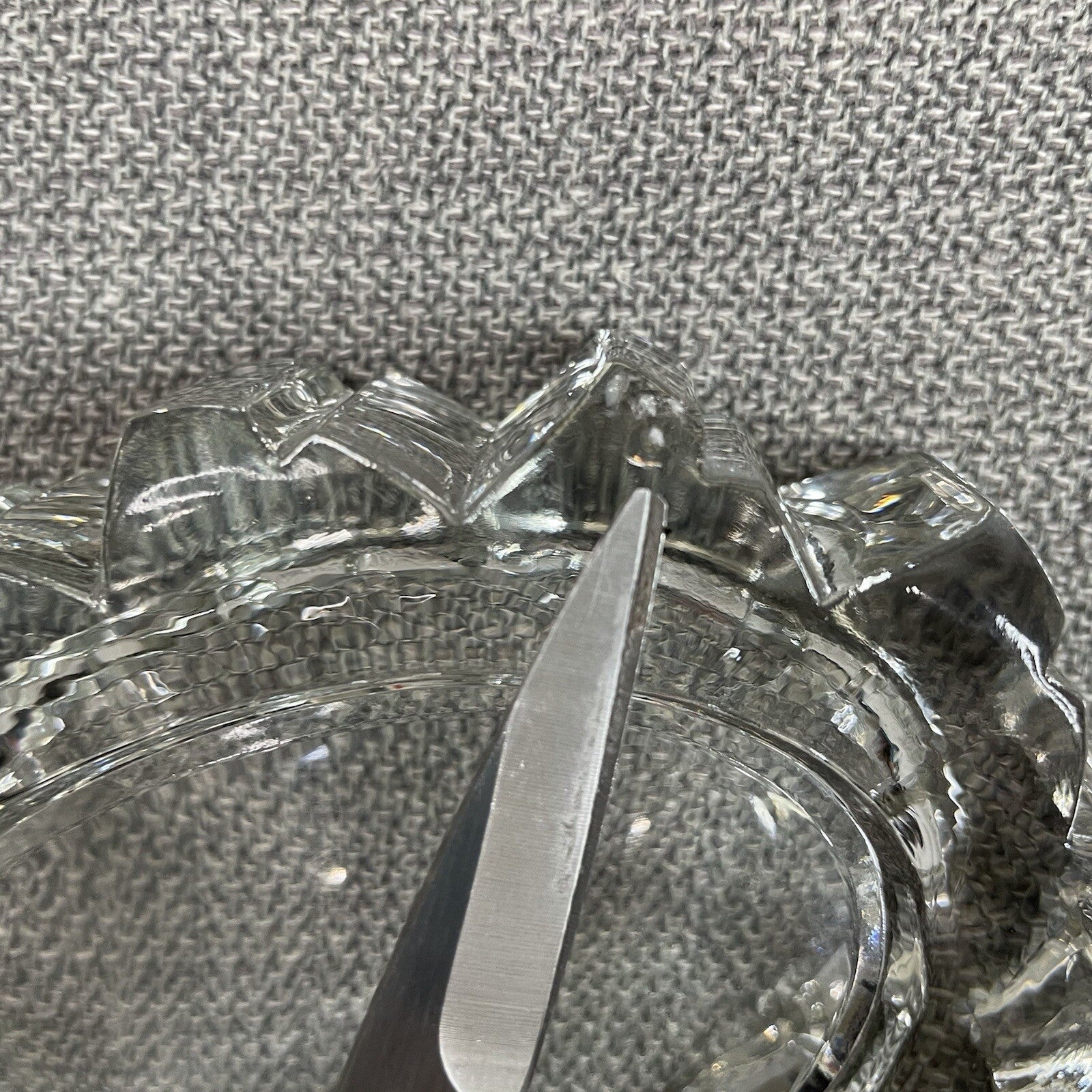 Avon Decorative Clear Carved Glass Oval Shaped Soap Dish