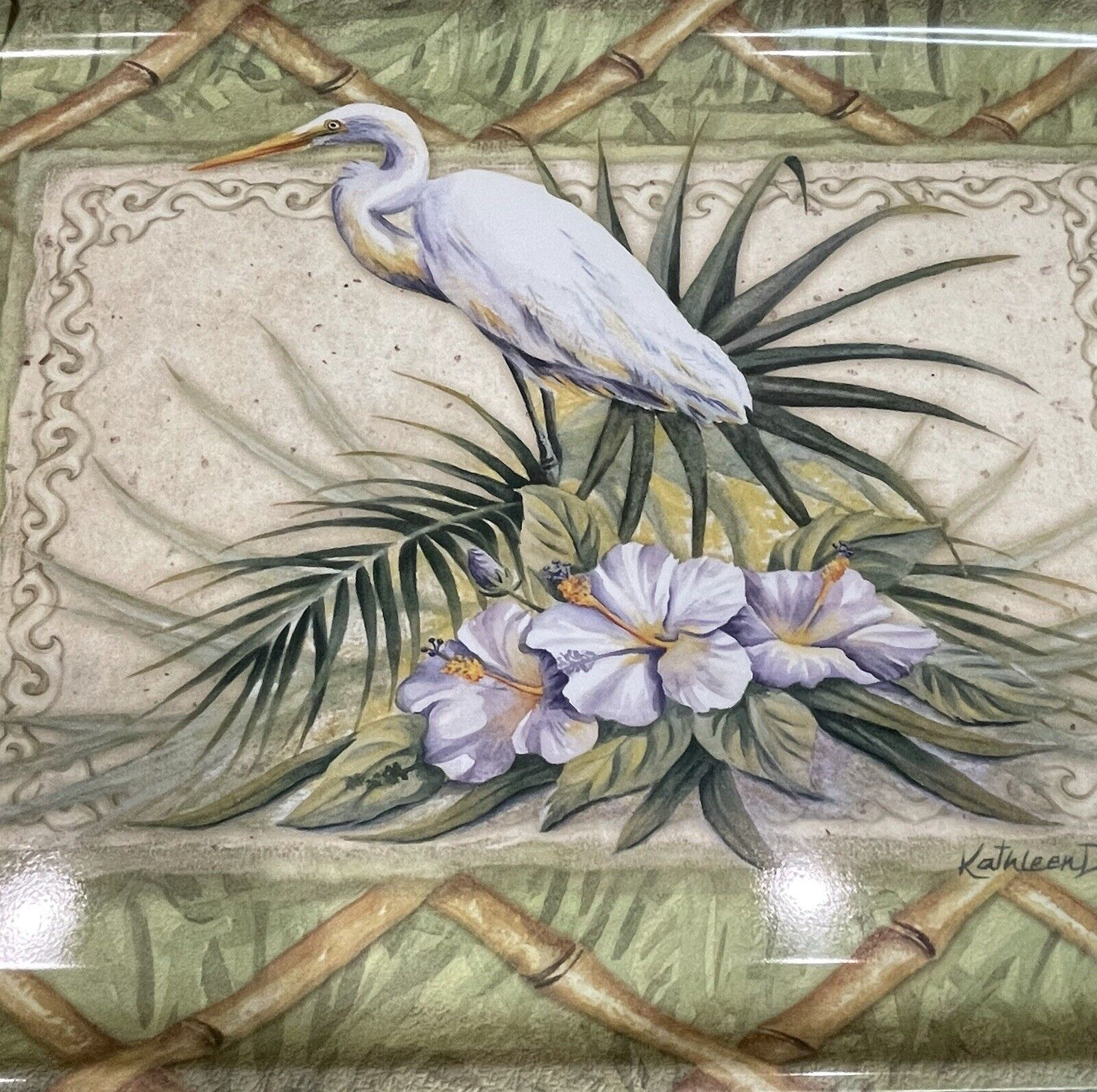 Keller Charles (Artist: Kathleen Denis) Decorative Bird Plastic Serving Tray