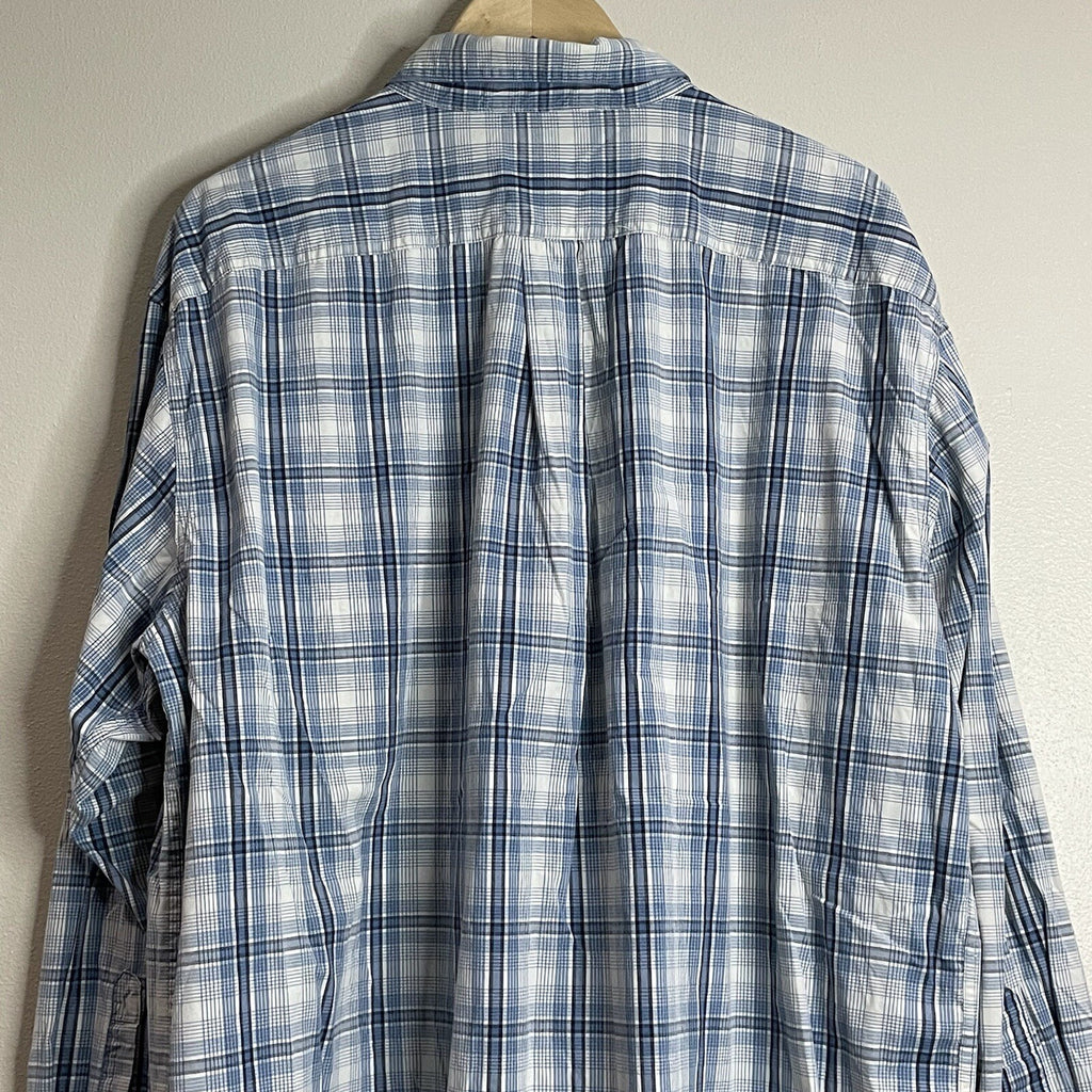 Timberland Men's XXL (2XL) Blue Plaid Long Sleeve Button Up Dress Shirt