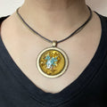Laura Ashley Women's Fashion Jewelry Turquoise & Gold Flakes Medallion Necklace