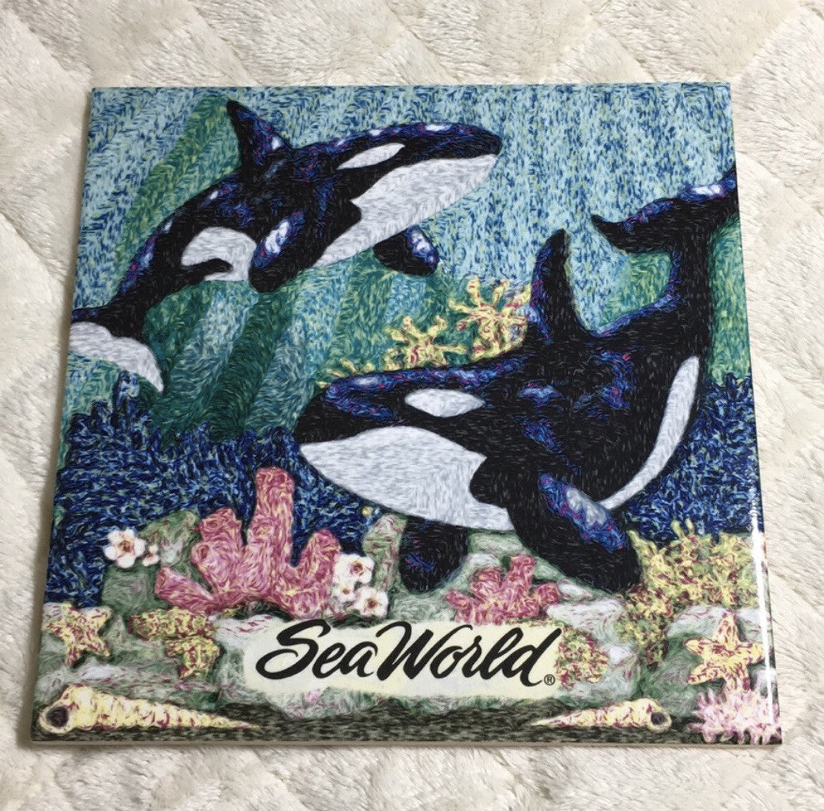 SeaWorld Orca Whales Decorative Hanging Plaque / Ceramic Art Tile / Trivet