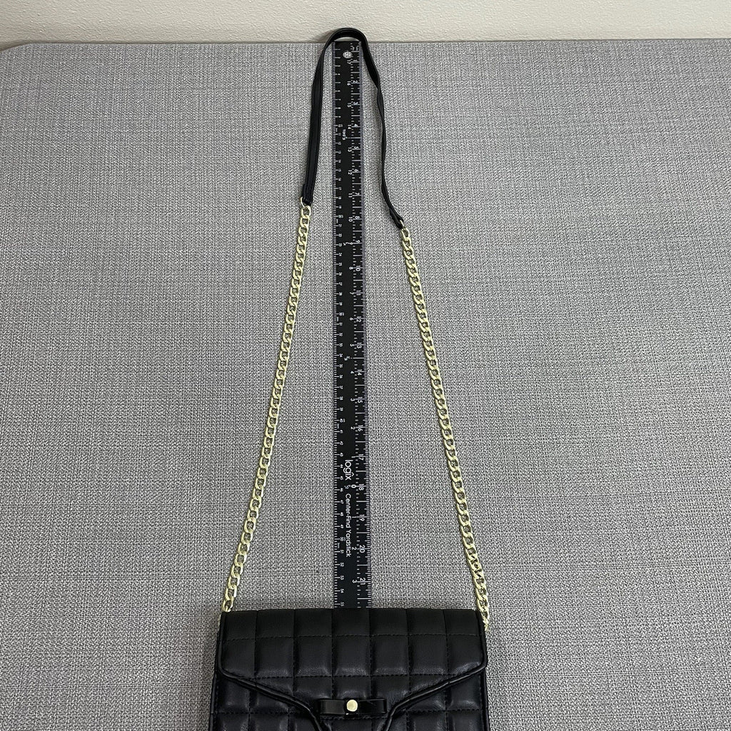 NWT Mossimo Women's Black Gold Chained Quilted Crossbody Bag Purse Wallet