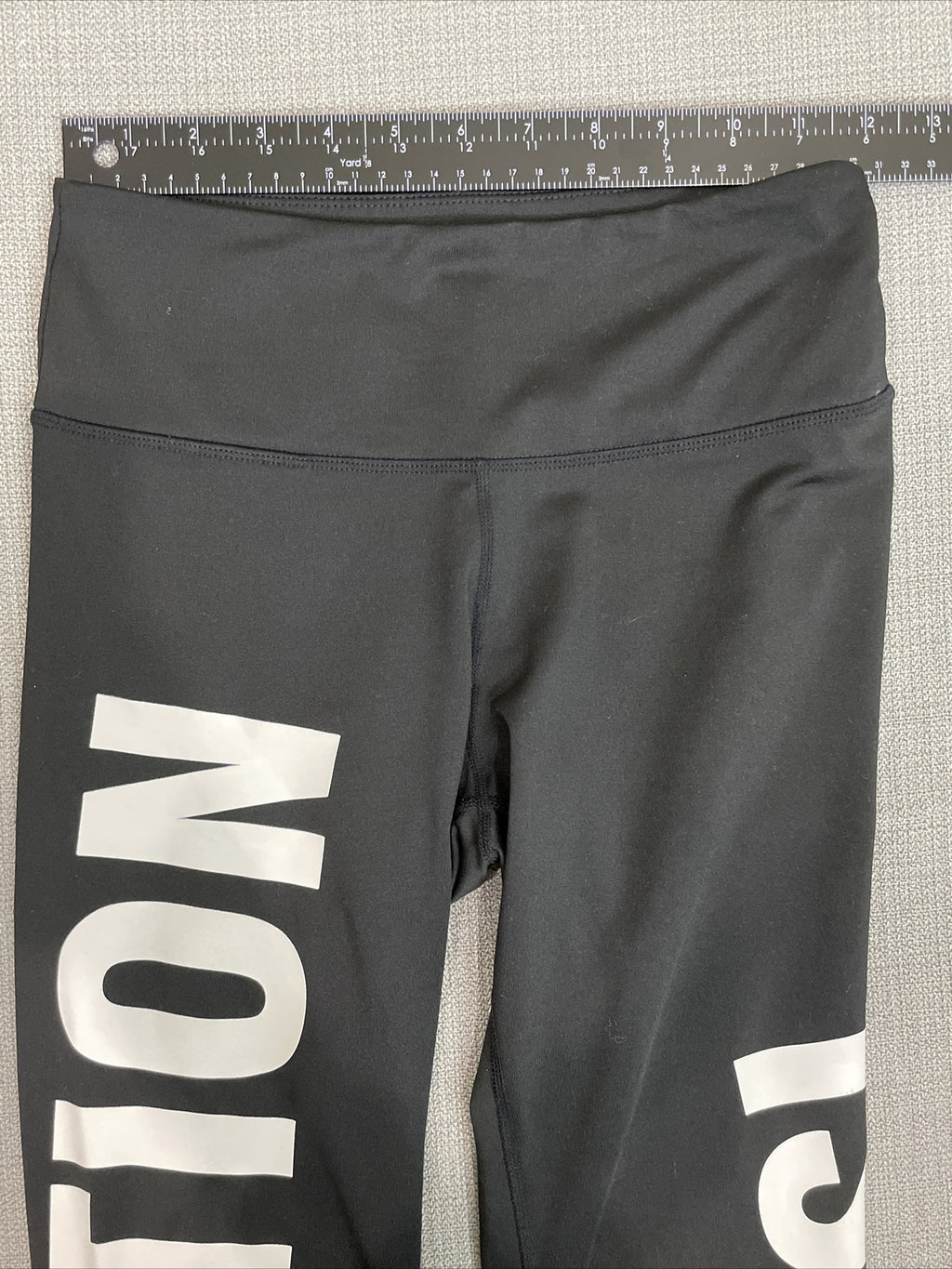 H&M Sport Women’s Black Pull On "Motivation Is The Key" Wording Leggings Size S