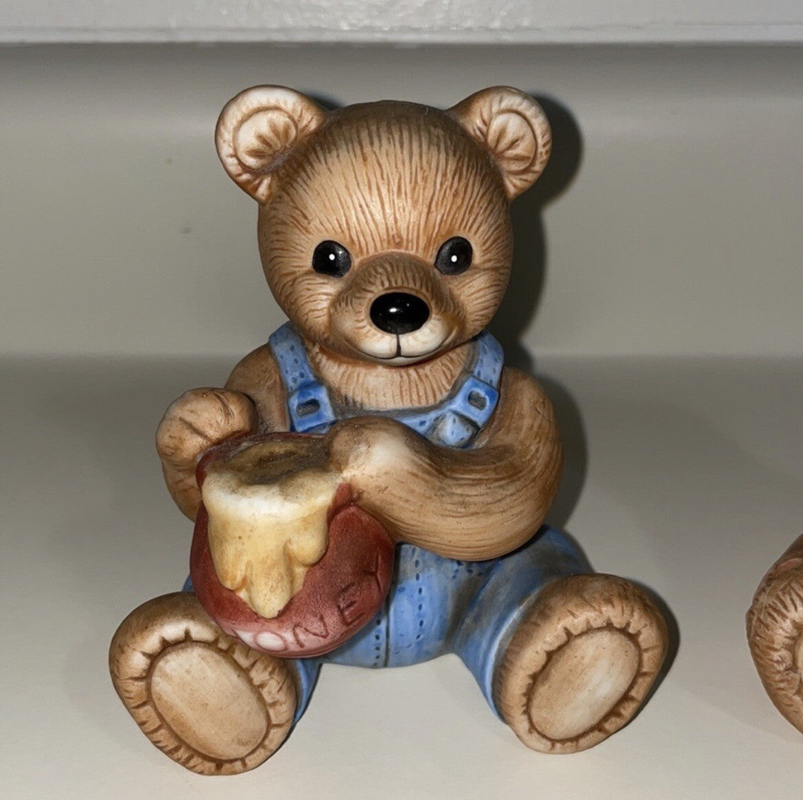 Homco (#1425) Set of 2 Decorative Bear Figurines / Honey & Apples / Fall Decor