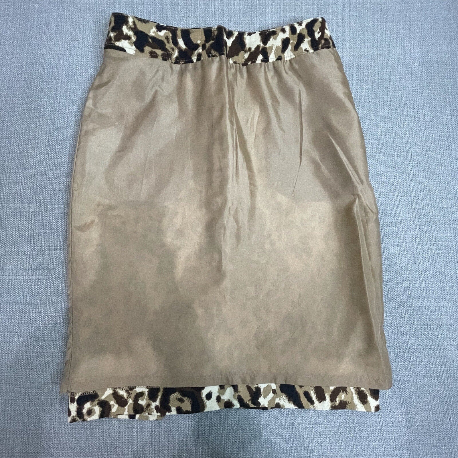 Merona Women Size 2 Brown Animal Print Stretch Knee Length Leopard Pencil Skirt