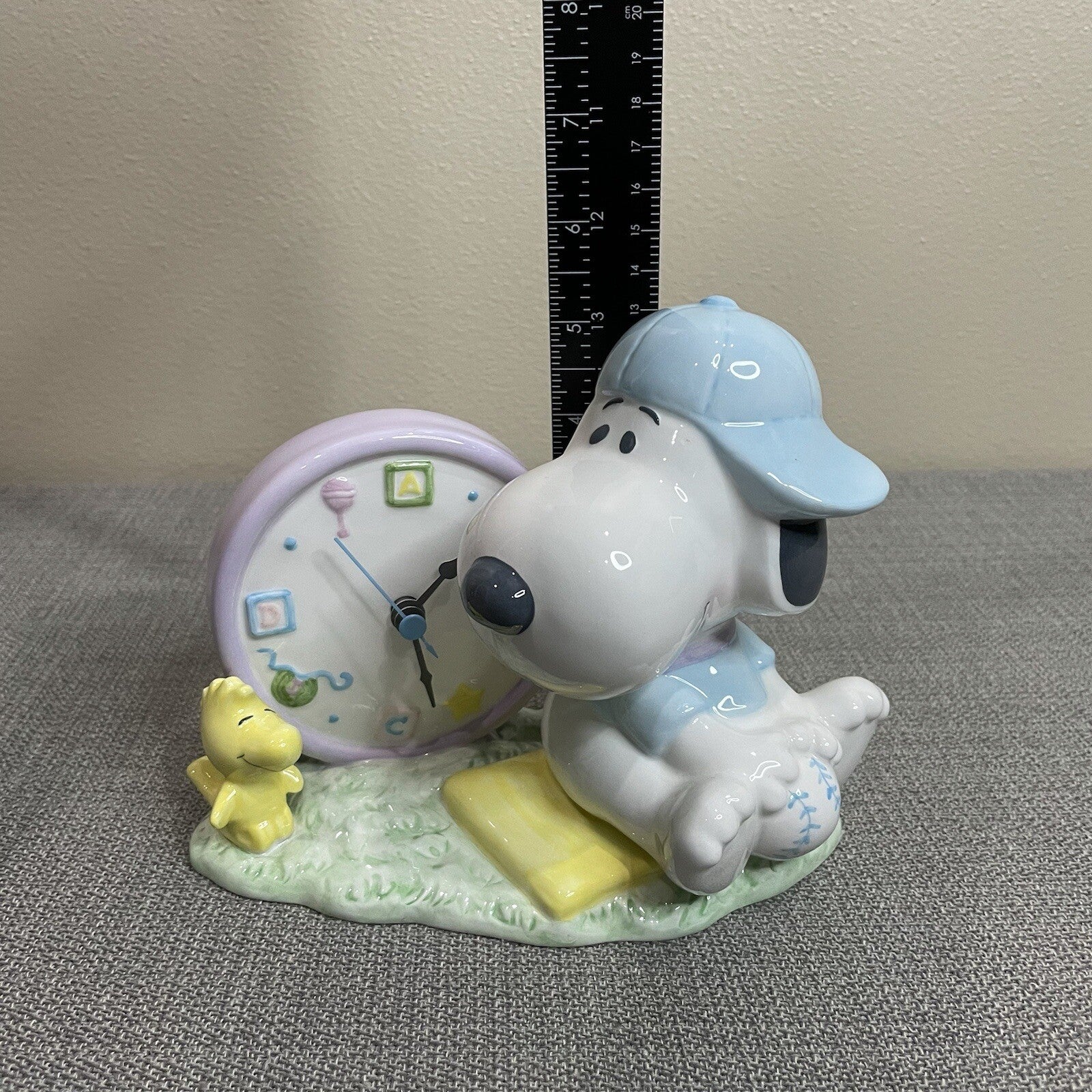 Hallmark Studio B Baby Snoopy Woodstock Baseball Clock Decorative Figurine Decor