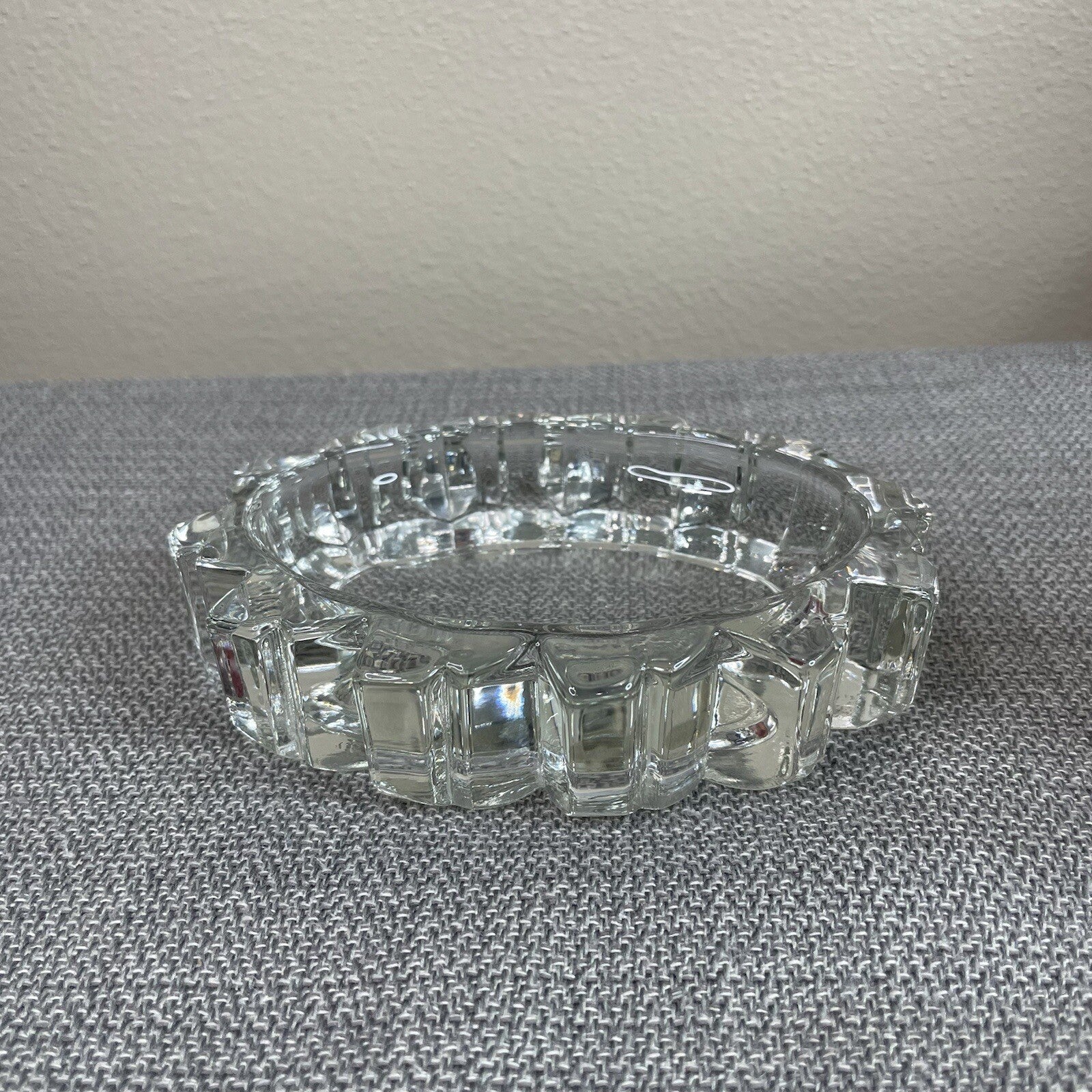 Avon Decorative Clear Carved Glass Oval Shaped Soap Dish