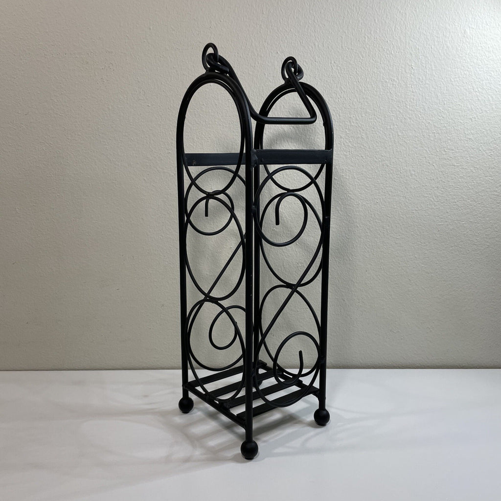 Decorative Black Metal/Iron Wine Rack / Bottle Holder (Holds 3 Bottles)