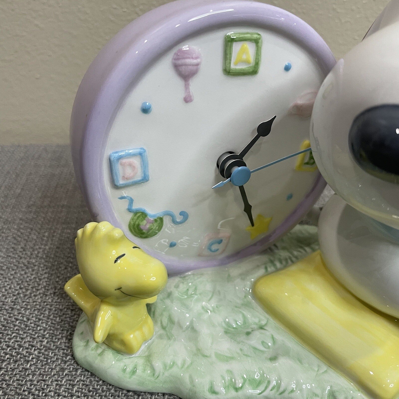 Hallmark Studio B Baby Snoopy Woodstock Baseball Clock Decorative Figurine Decor