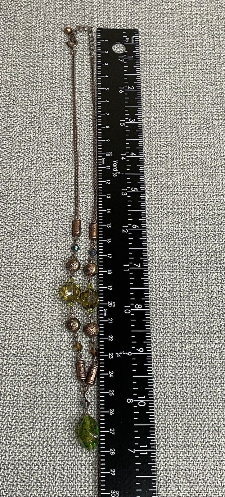 Women's Fashion Jewelry Green Bronze Stone Accent Necklace Bronze Chain
