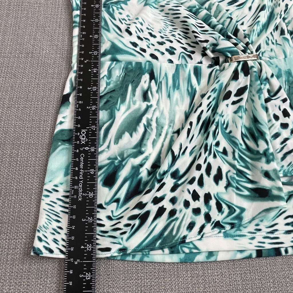 Jennifer Lopez Women’s Size XS Green Animal Print  V-Neck Long Sleeve Top