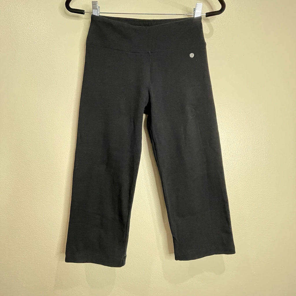 Bally Total Fitness Women's Size Small Athletic Gym Black Cropped Legging Pants