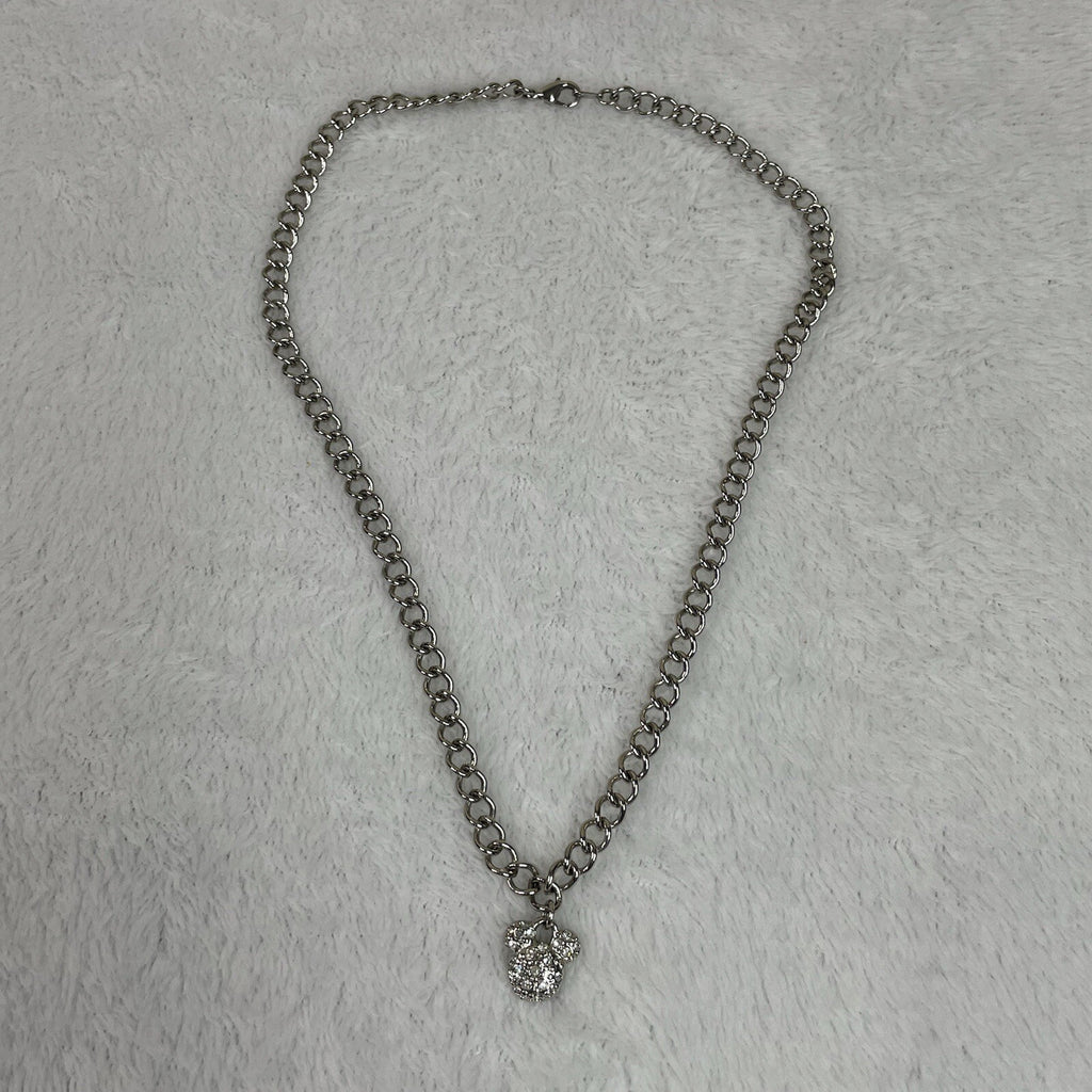 Disney Women’s Fashion Jewelry Faux Diamond Accent Mickey Mouse Logo Necklace