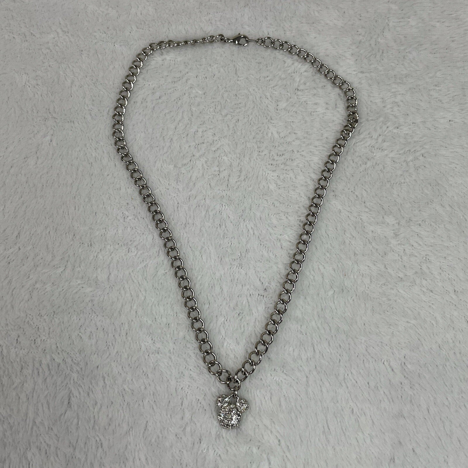 Disney Women’s Fashion Jewelry Faux Diamond Accent Mickey Mouse Logo Necklace
