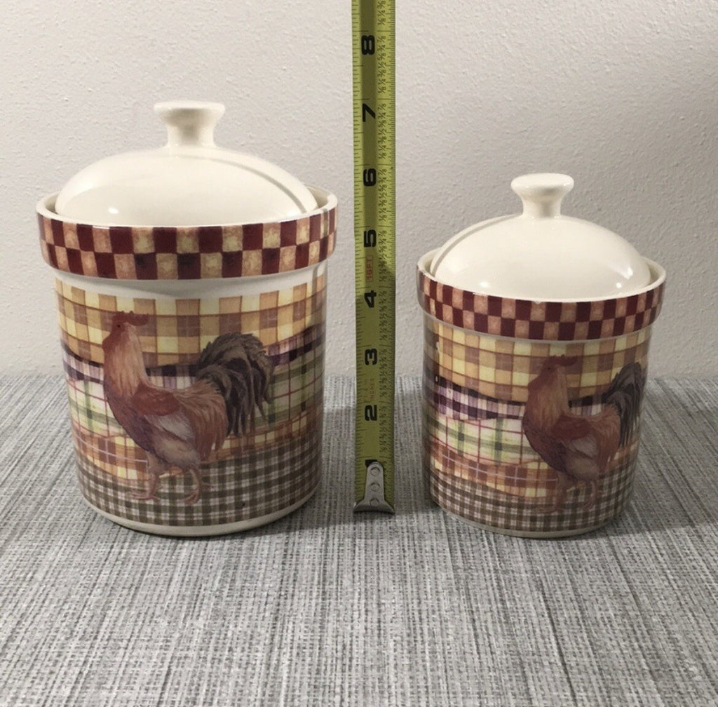 Ouya Decorative Rooster Jars / Containers with Lids - Set of 2