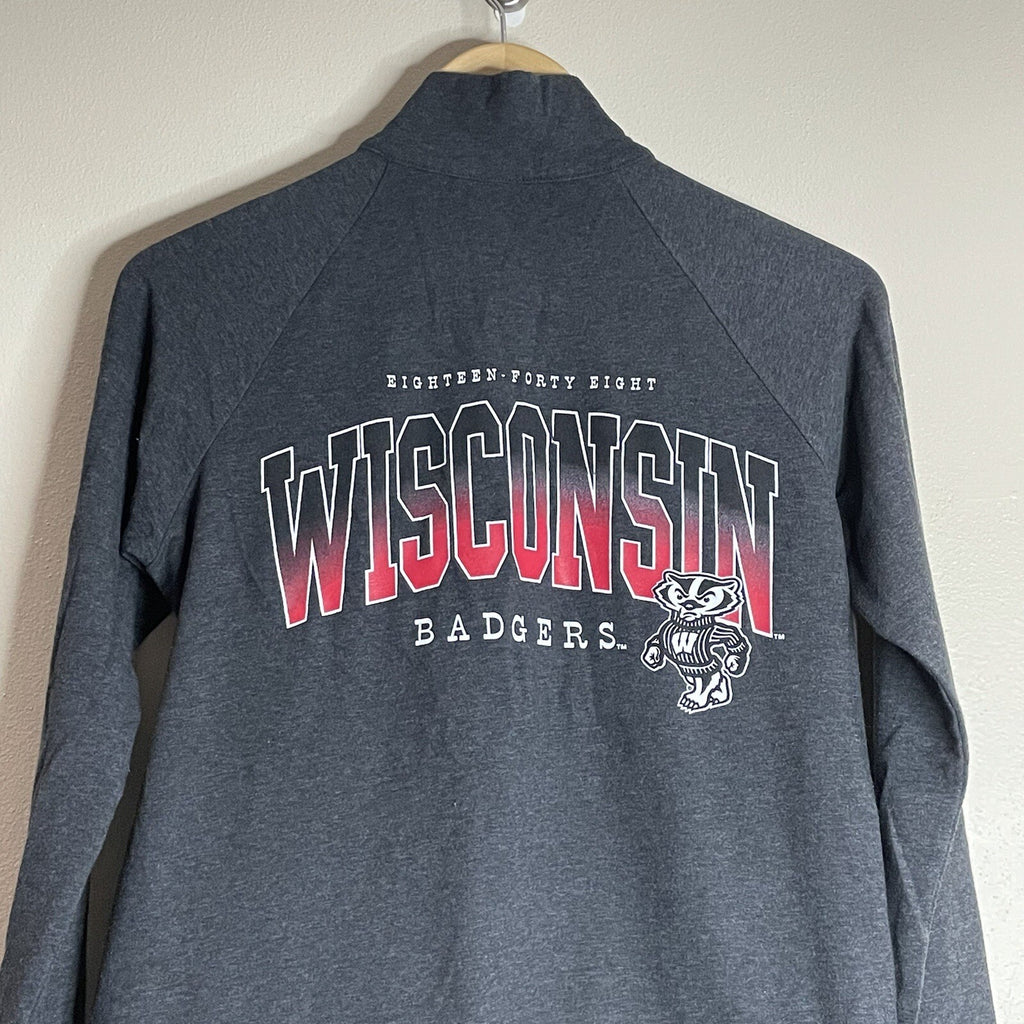 Boxercraft Women's Small Wisconsin Badgers Gray Lightweight Logo Sweater Jacket