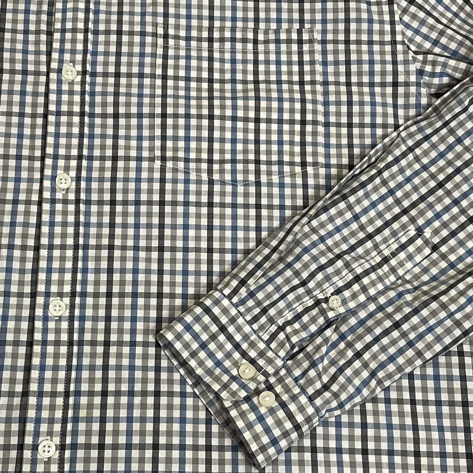 Falls Creek Mens XXLT (2X Large Tall) Gray Plaid Long Sleeve Button Up Shirt