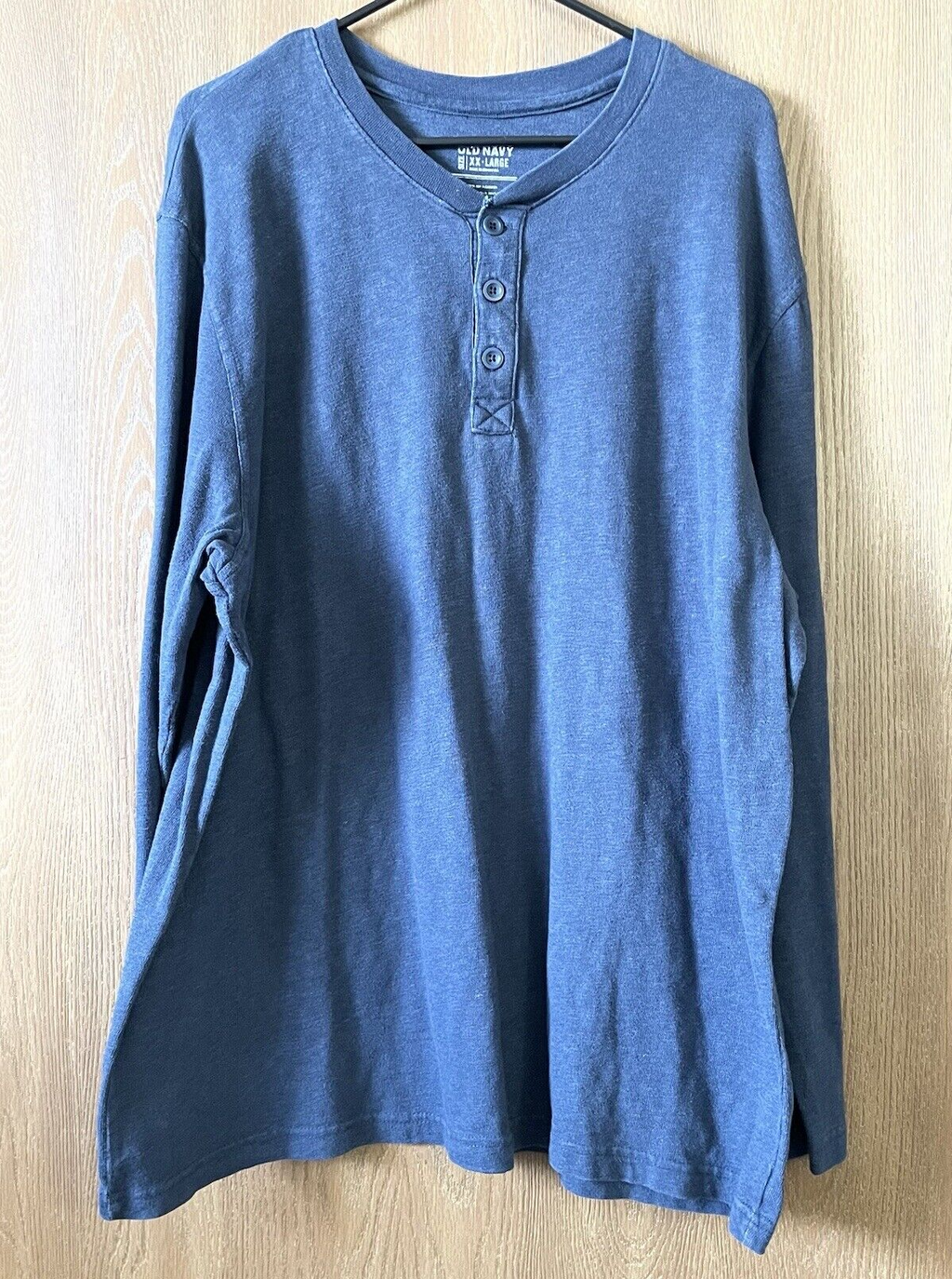 Old Navy Men's Size XX-Large (2XL) Blue Long Sleeve Casual Henley Shirt