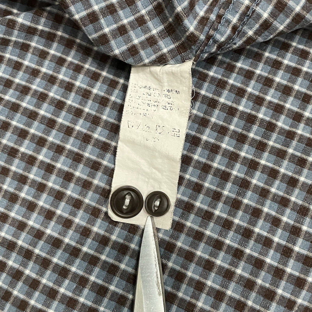 Timberland Men's XXL (2XL) Brown Blue Plaid Long Sleeve Button Up Dress Shirt
