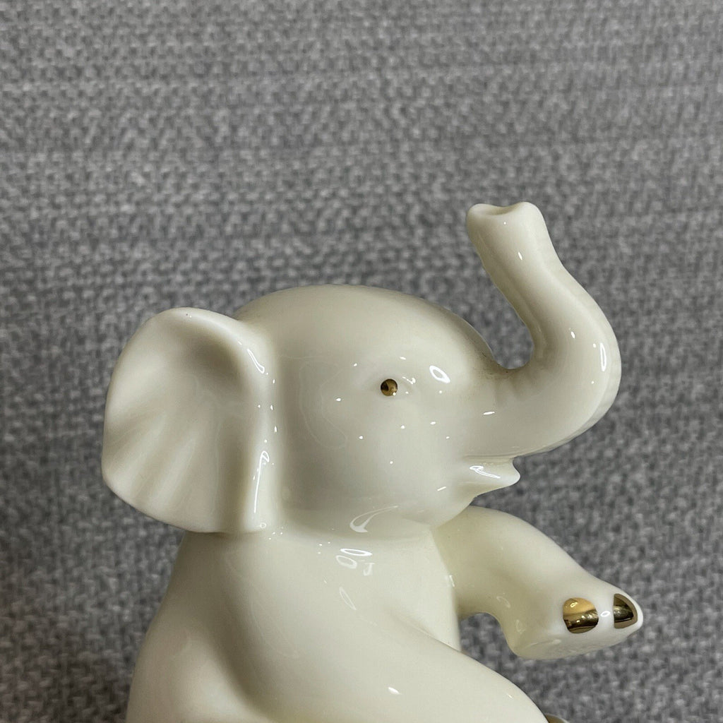 Lenox Decorative Mini Baby Ivory and Gold Sitting Elephant Figurine