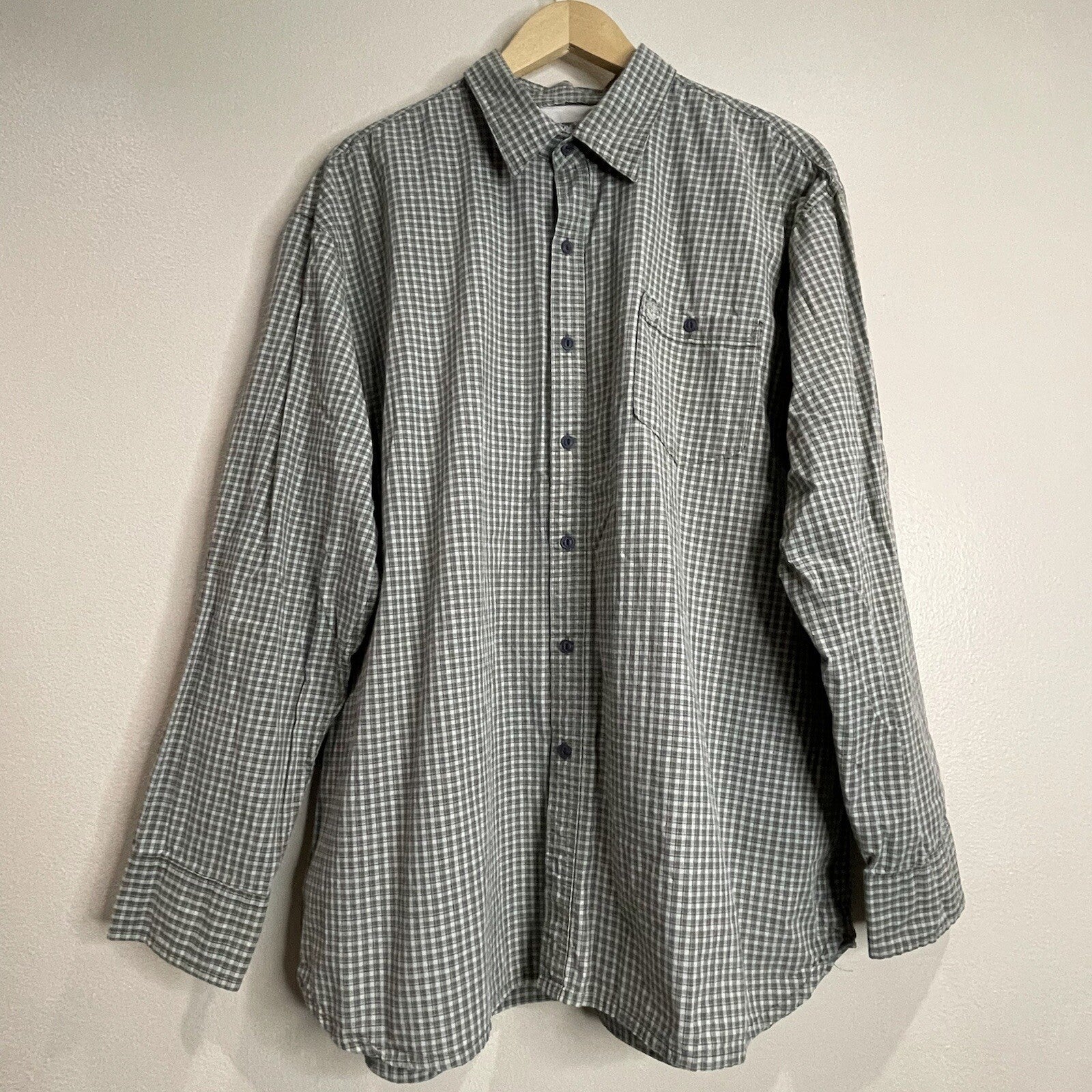Timberland Men's XXL (2XL) Green Plaid Button Up Dress Shirt with Front Pocket