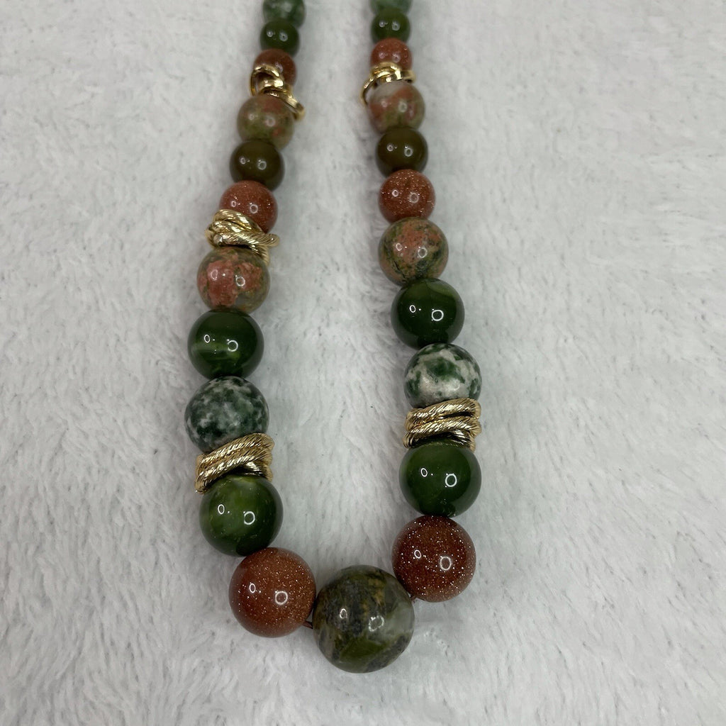 Women’s Fashion Jewelry Green Beaded Necklace w/ Matching Earrings & Bracelet