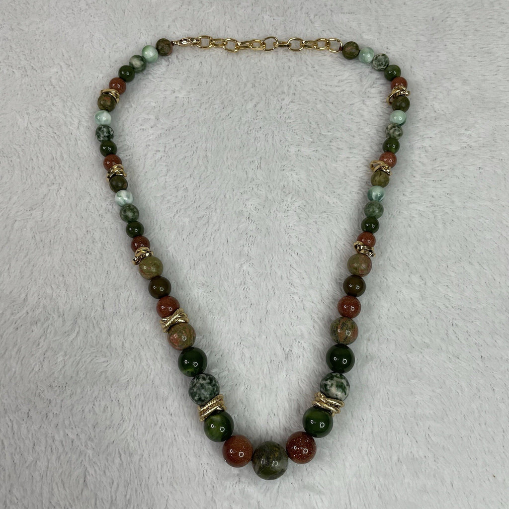 Women’s Fashion Jewelry Green Beaded Necklace w/ Matching Earrings & Bracelet