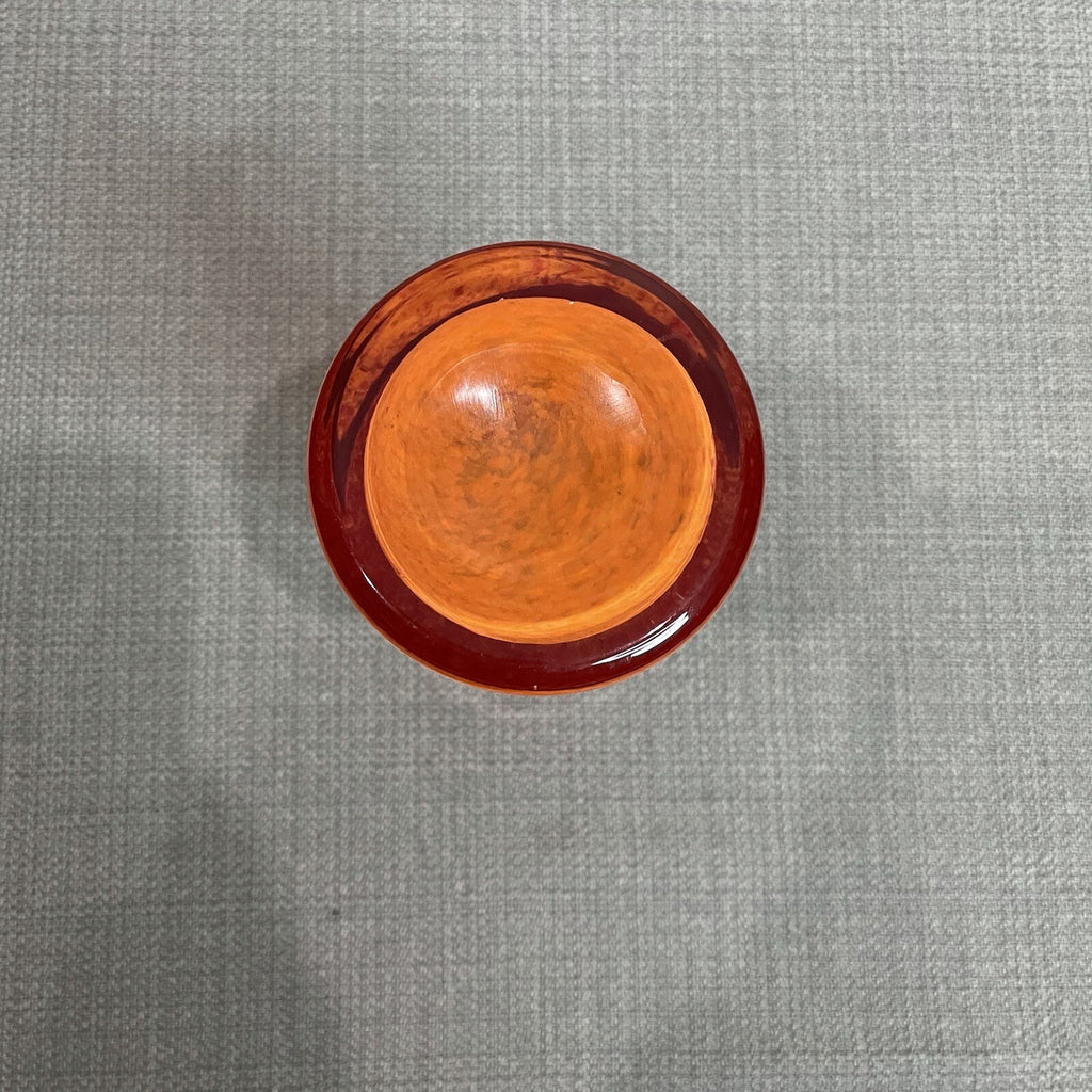 Small Decorative Art Blown Glass Orange Tall Vase Holder Round Base