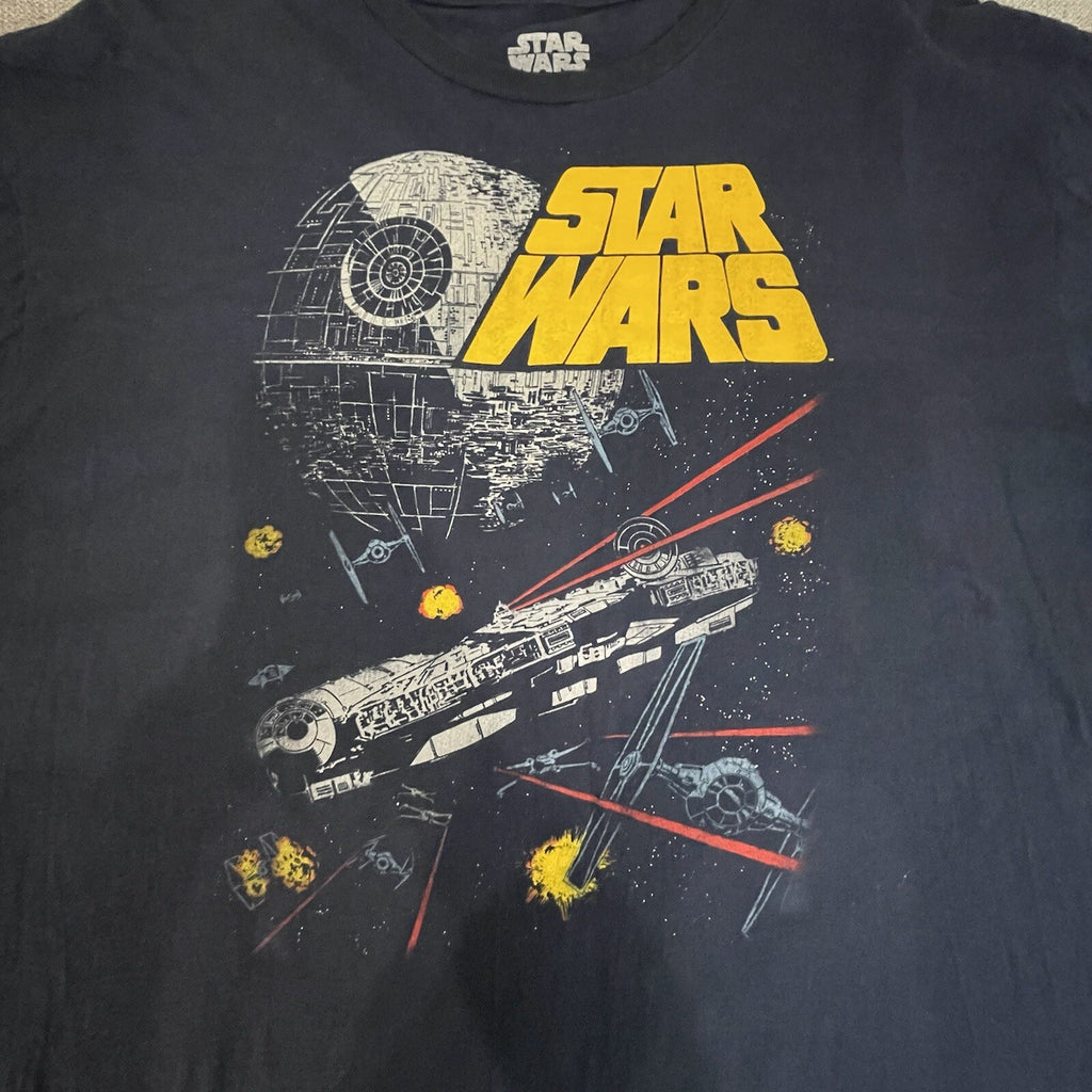 Star Wars Men's Size 2XL Blue Graphic Battle Ship Short Sleeve T-shirt