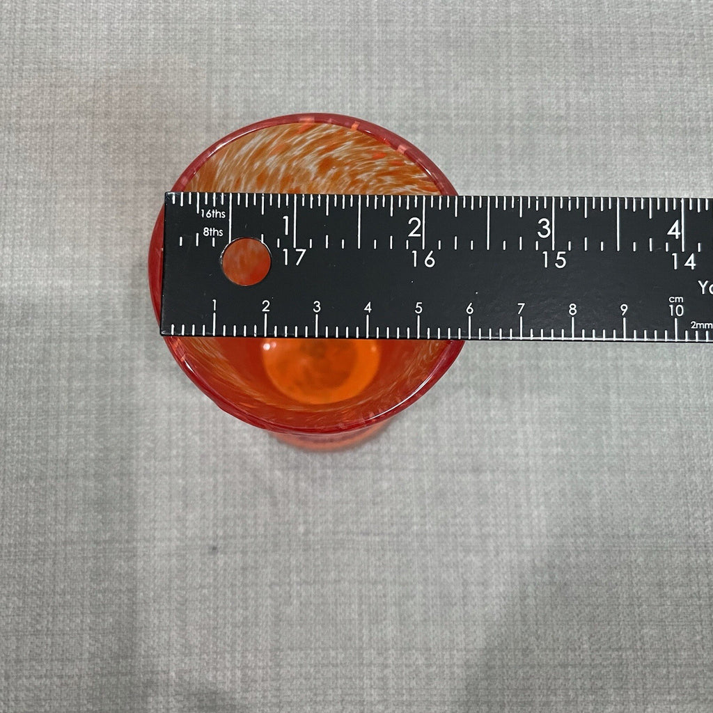 Small Decorative Art Blown Glass Orange Tall Vase Holder Round Base