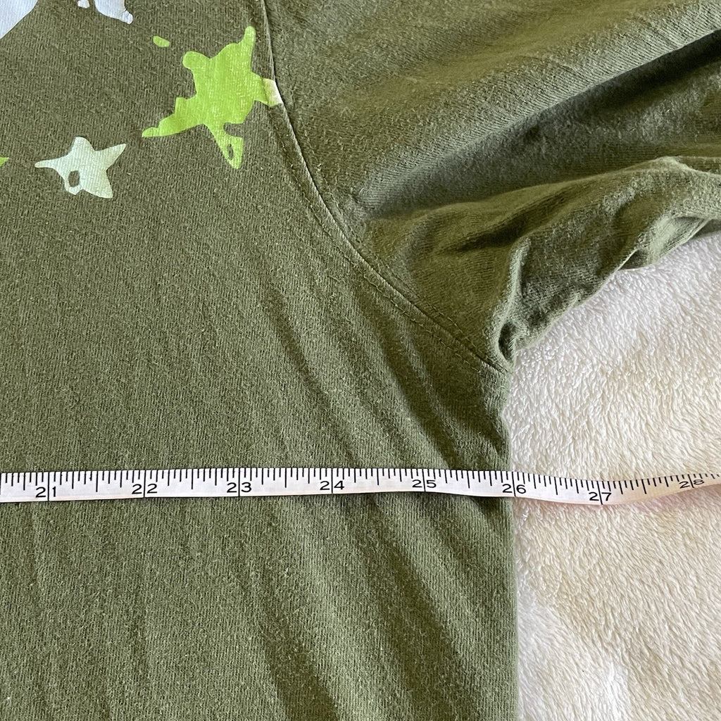 RocaWear Men Size XXXL (3XL) Green Short Sleeve Logo T-Shirt with Printed Stars