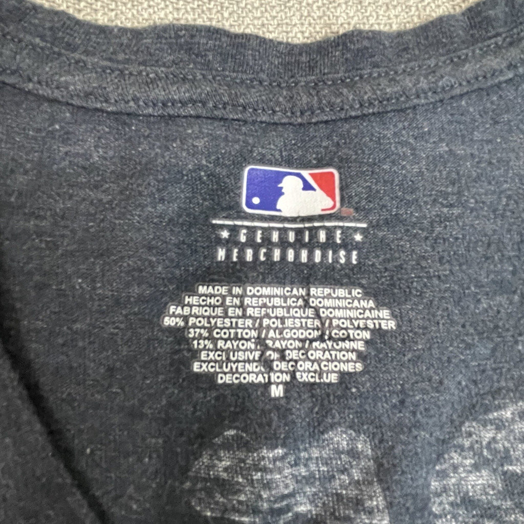 MLB Women's Size (Small) Medium Milwaukee Brewers Blue Logo Wording T-Shirt
