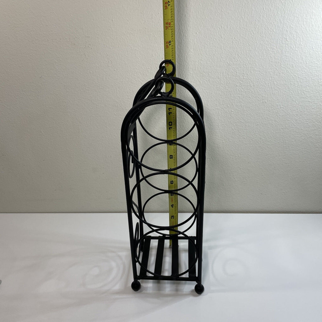 Decorative Black Metal/Iron Wine Rack / Bottle Holder (Holds 3 Bottles)