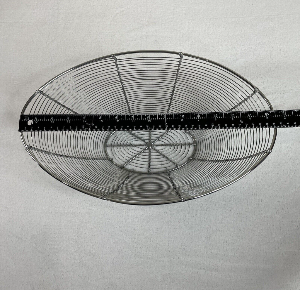 Decorative Silver Tone Metal Wire Fruit / Snack / Food / Home Decor Oval Basket
