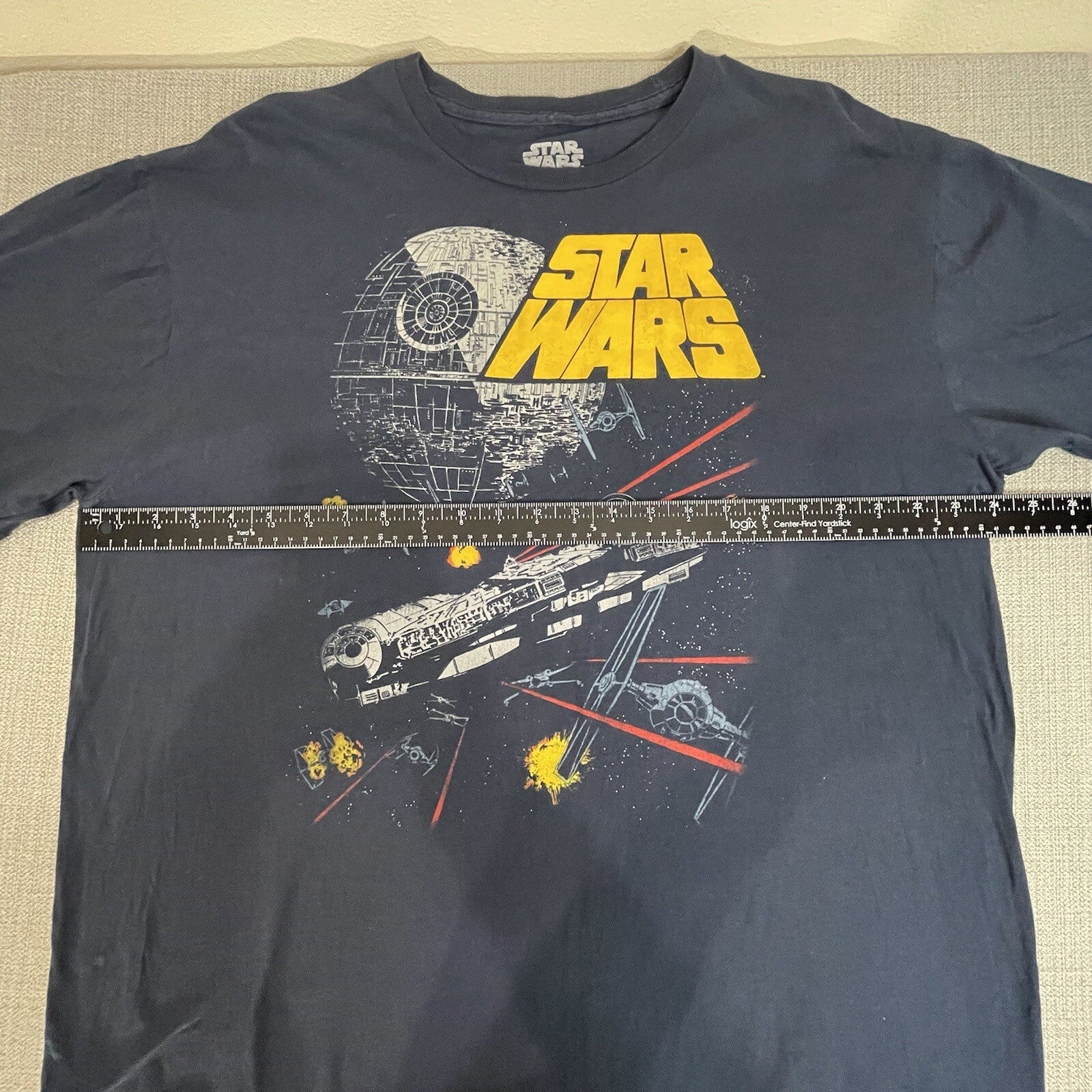 Star Wars Men's Size 2XL Blue Graphic Battle Ship Short Sleeve T-shirt