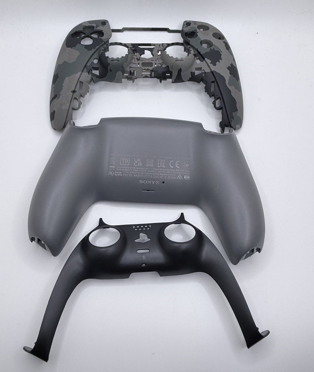PS5 DualSense Controller Front Back Shell Case for PlayStation 5 Gray Camouflage