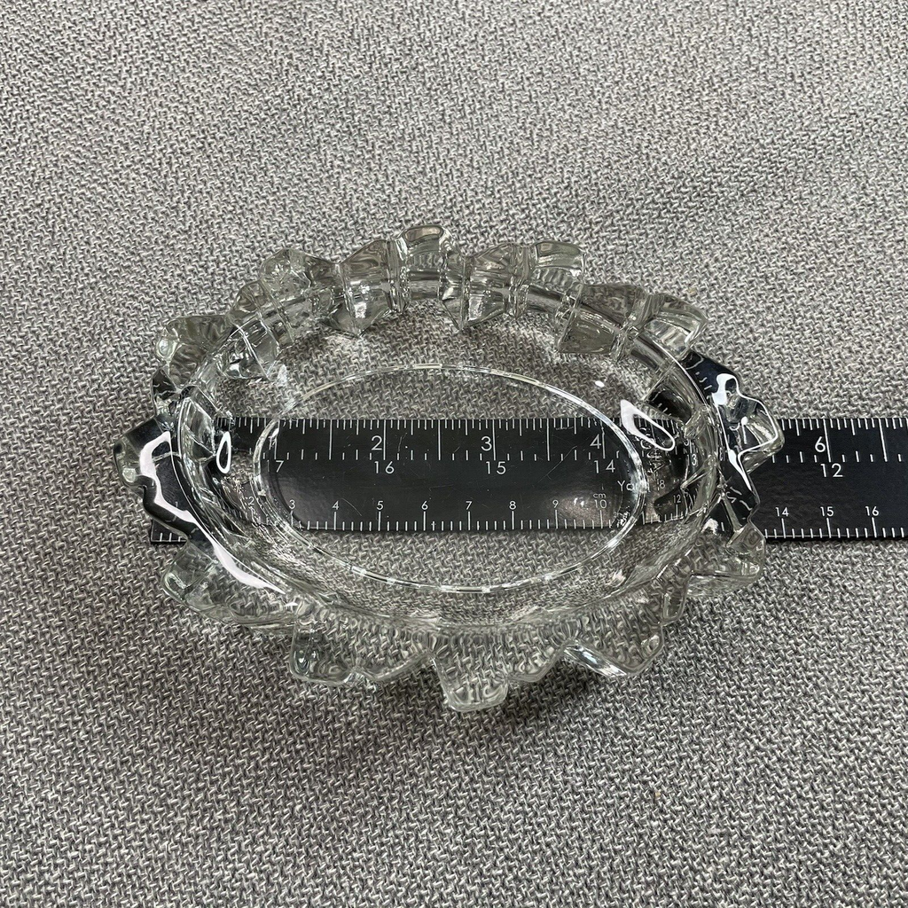 Avon Decorative Clear Carved Glass Oval Shaped Soap Dish