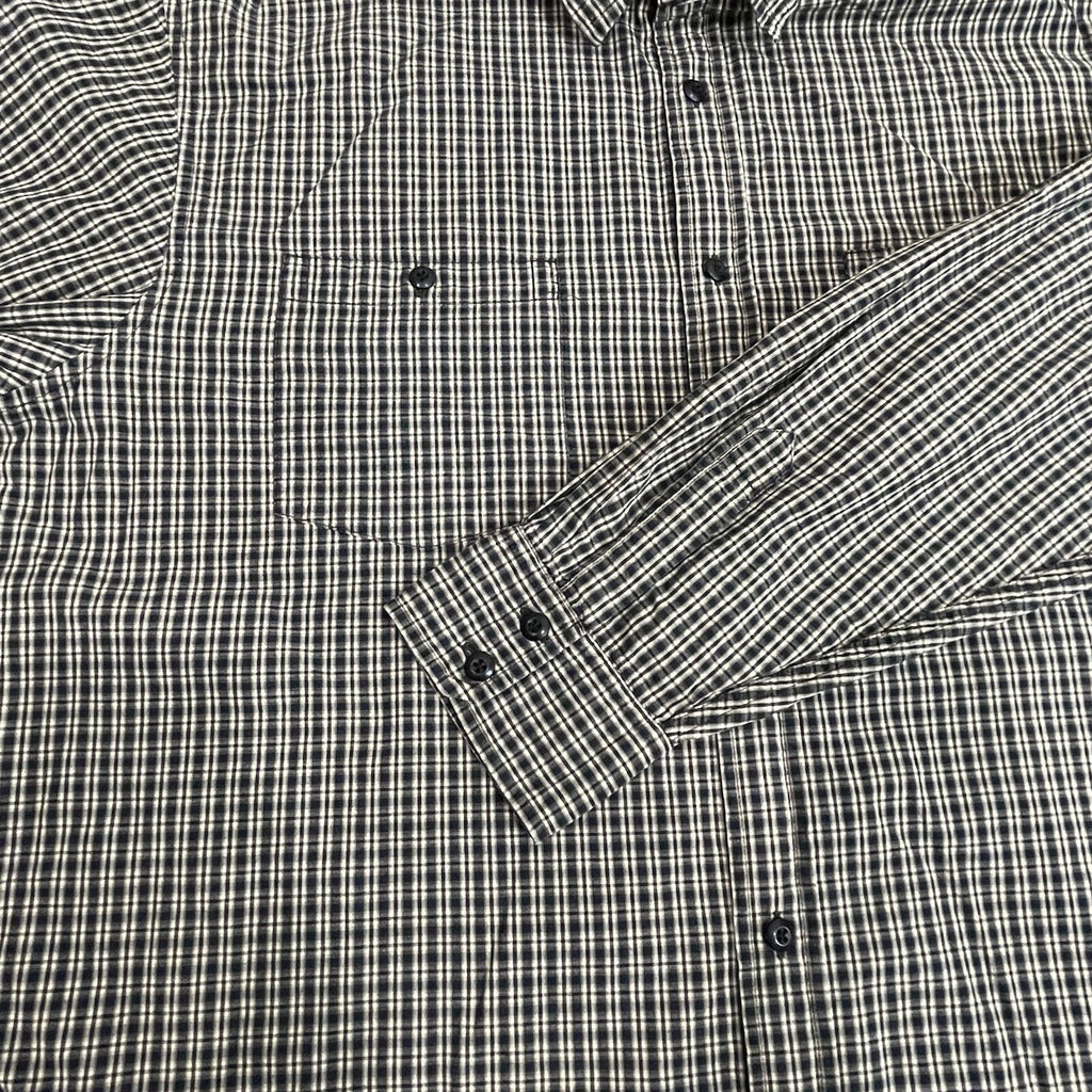 Nautica Jeans Co. Men's XXL (2XL) Black Tan Plaid Long Sleeve Button Up Shirt