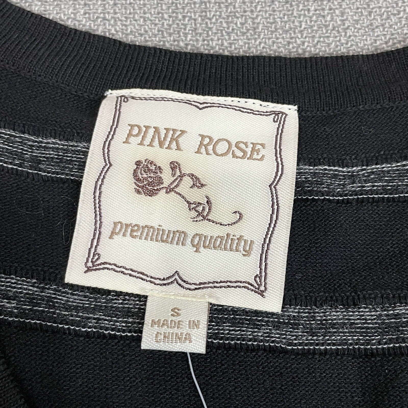 NWT Pink Rose Women's Size Small Black Gray Striped Sleeveless Mini Dress