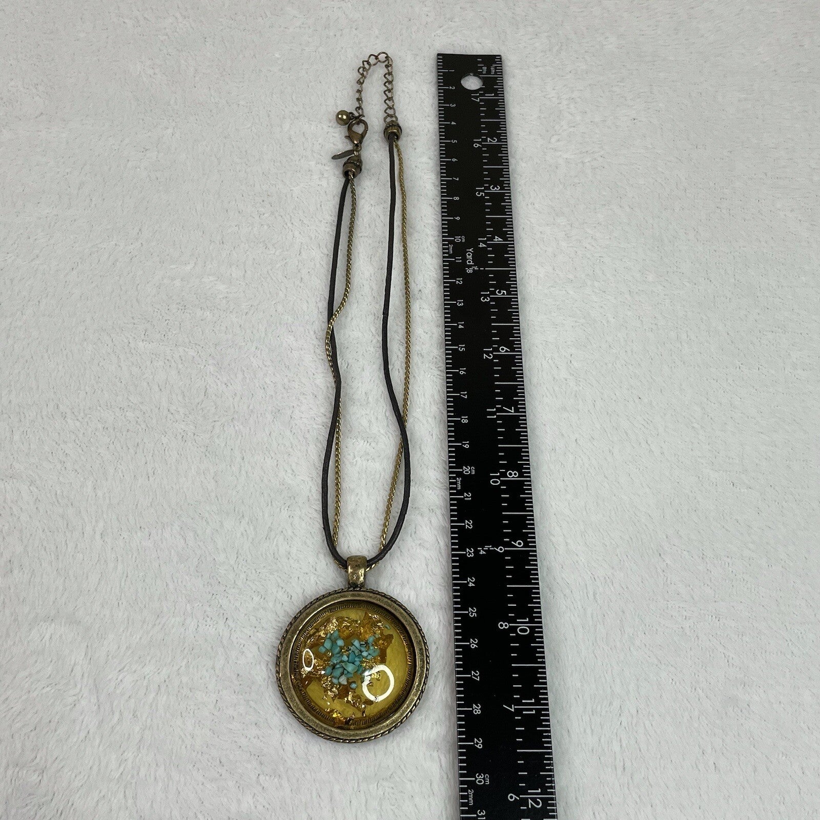 Laura Ashley Women's Fashion Jewelry Turquoise & Gold Flakes Medallion Necklace