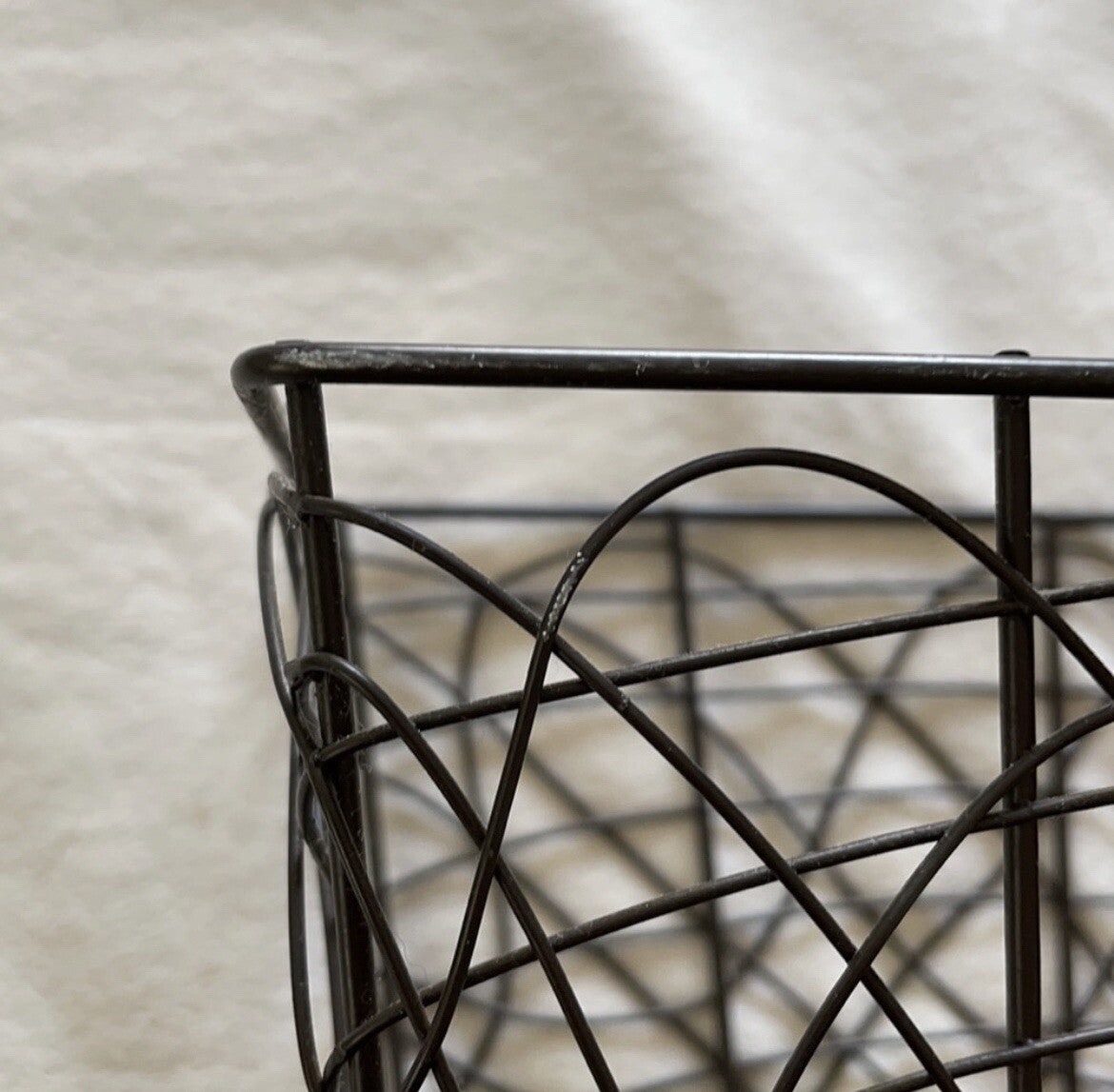 Decorative Brown Swirled Metal Storage Basket / Bin / Container