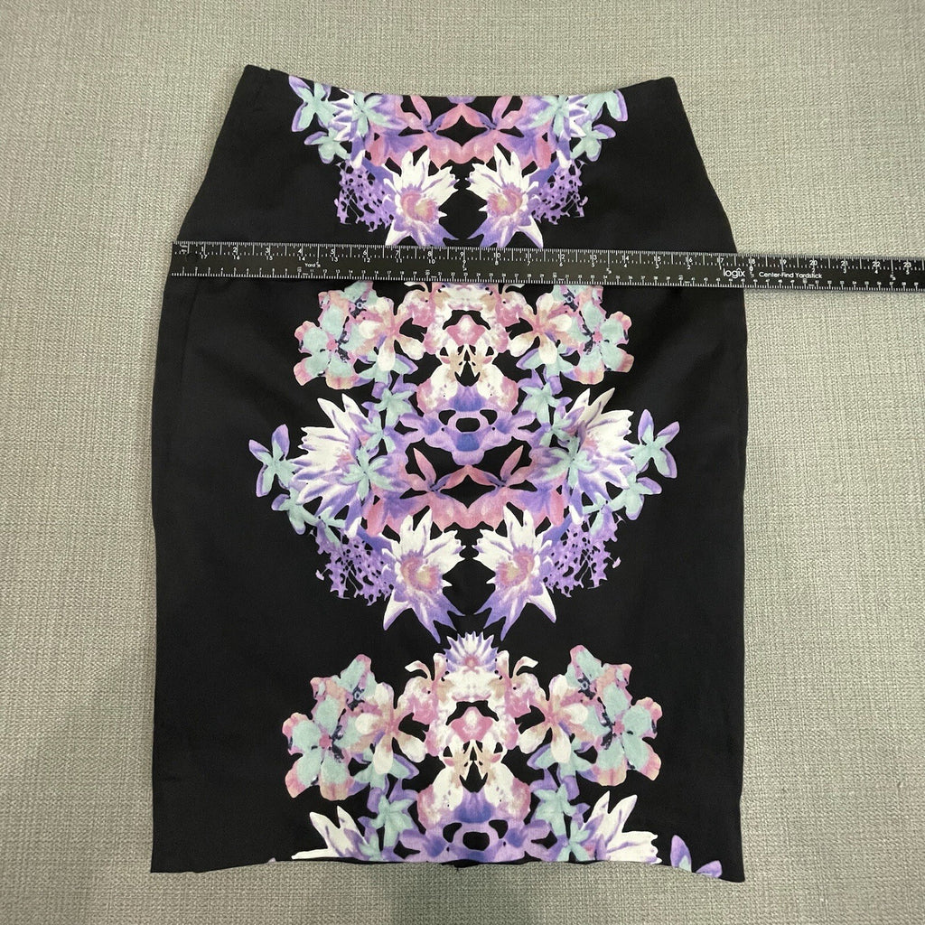 Mossimo Women's Size 6 Black Floral & All Black Stretch Pencil Skirts (Set of 2)